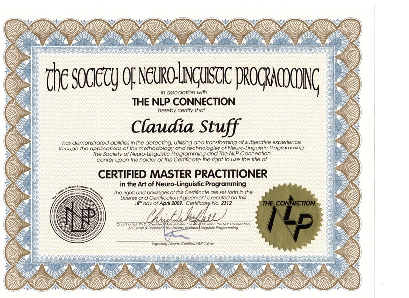 NLP Masterpractioner Zertifikatquer