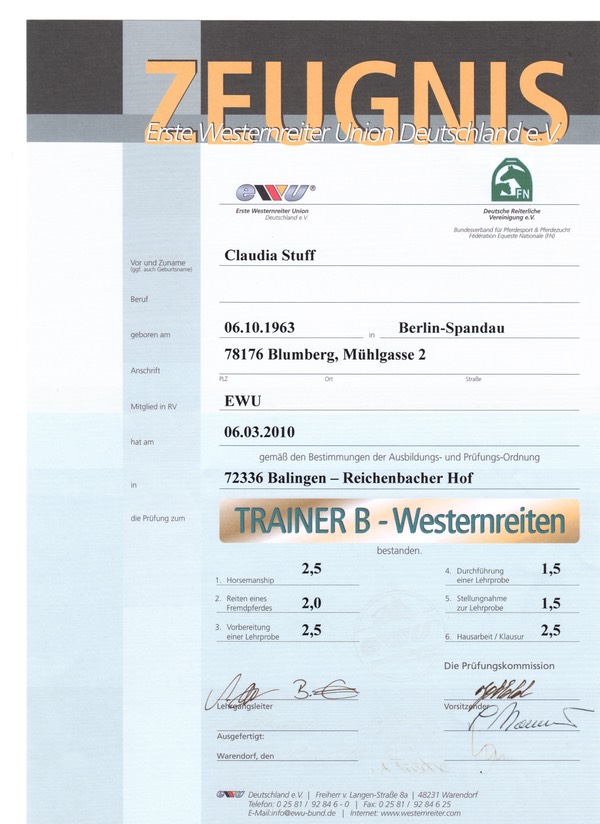 Trainer B Westernreiten